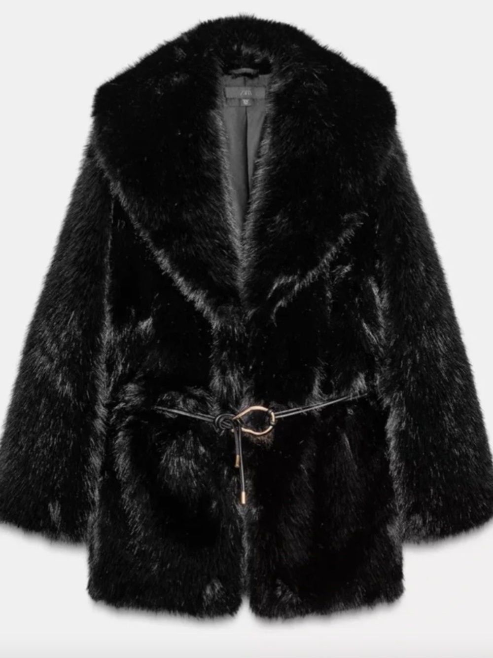 Zara Black Faux Fur Coat 6318/282